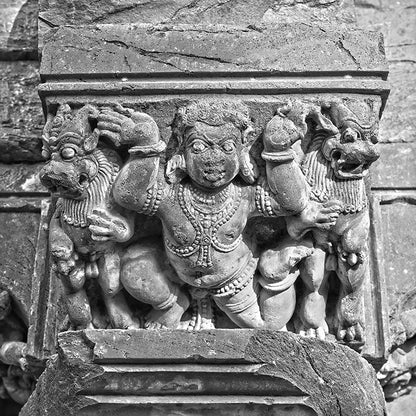 Sculpture Carved in Stone at Virupaksha Temple, Hampi. A World Heritage Site situated in Karnataka, India. Indian Heritage, Art and Culture. (_0054)  This Fine Art Photograph is printed on Canvas