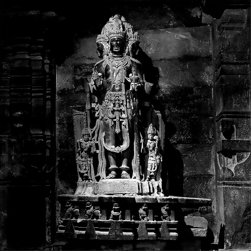 Sculpture Carved in Stone at Virupaksha Temple, Hampi. A World Heritage Site situated in Karnataka, India. Indian Heritage, Art and Culture. (_0076)  This Fine Art Photograph is printed on Canvas.