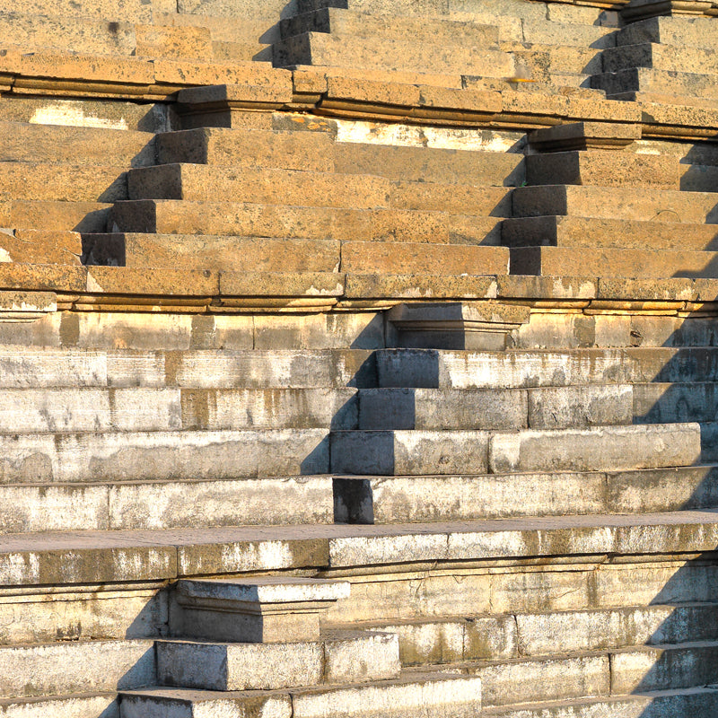 Hampi - Eternal Echoes: Shadows and Stone in Hampi's Geometric Steps (with Frame)