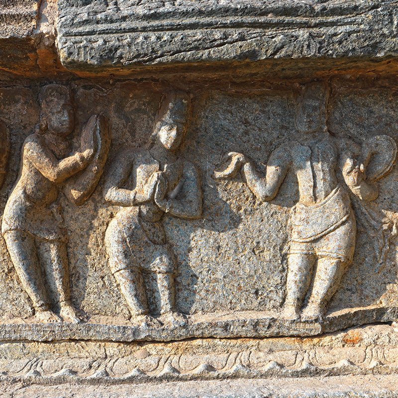 Hampi - Beautiful Guru-Shishya Carvings at Mahanavmi Dibba: A Glimpse into Vijayanagar's Rich Heritage (with Frame)