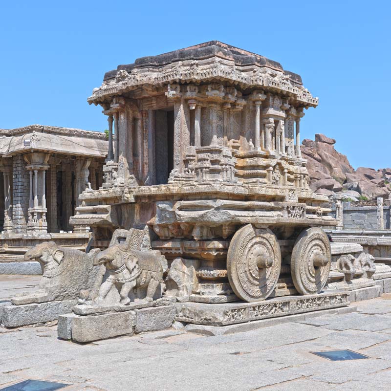 Hampi - Iconic Stone Chariot in Vijay Vitthala Temple Premise (with Frame)