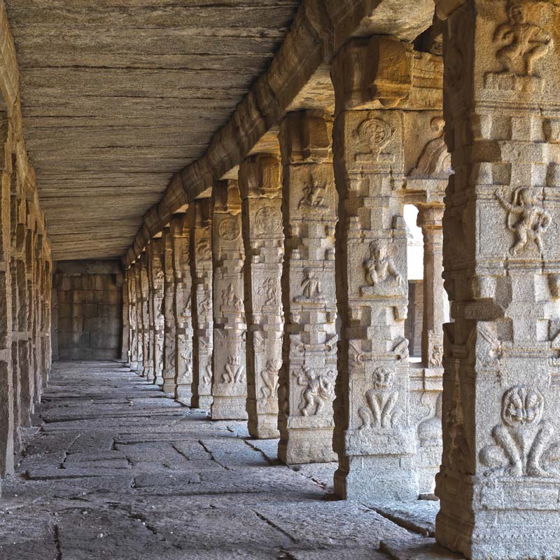 Unveiling the Timeless Splendor: Pillars of Artistry at Vijay Vitthala Temple, Hampi (with Frame)