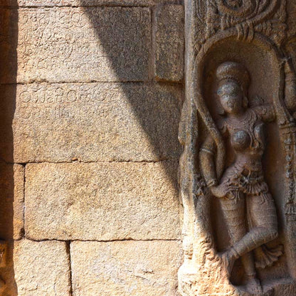 Hampi - Lady (Shalbhajika) at the temple entrance Stone Carving (with Frame)