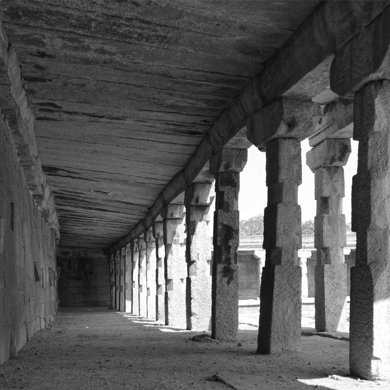 Hampi - Temple Walkaway Pillars 13th Century (with Frame)