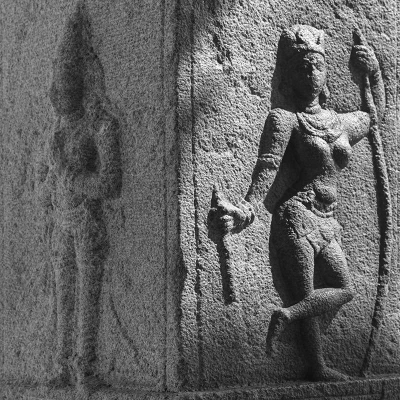 Hampi - Stone Carved on a pillar in Vijay Vitthala Temple (with Frame)