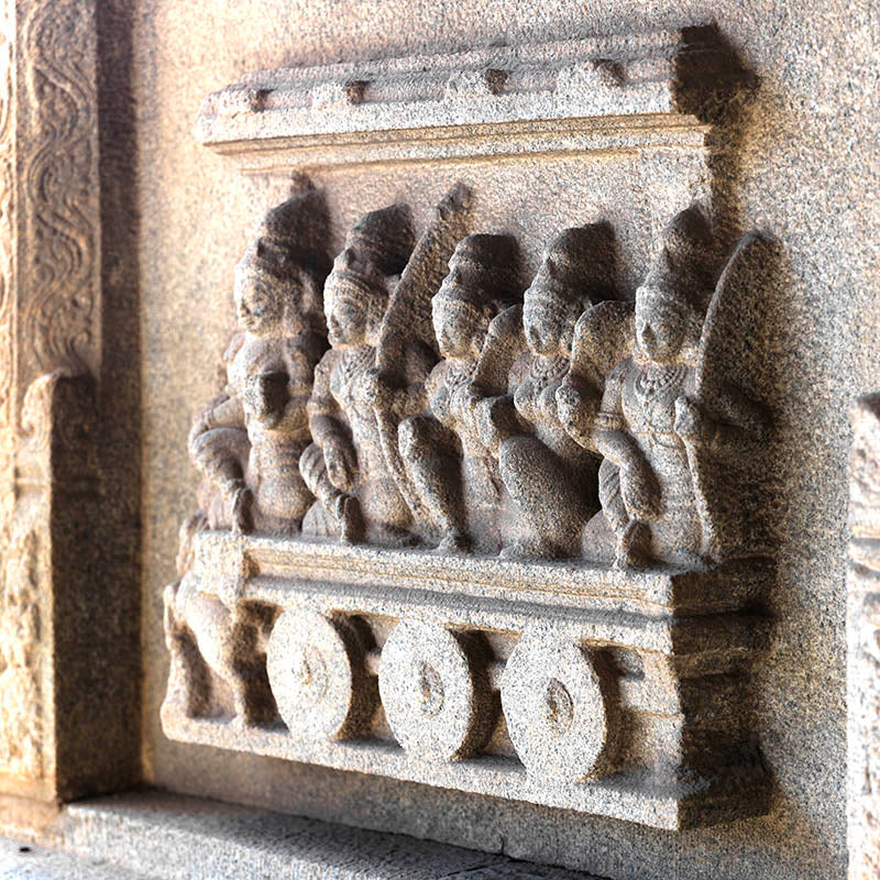 Hampi - Stories carved in stone at Hajar Rama Temple. A Unesco World Heritage Site (with Frame)