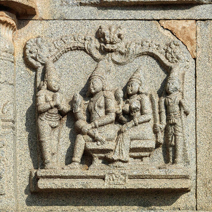 Hampi - Stories carved in stone at Hajar Rama Temple. A Unesco World Heritage Site (with Frame)