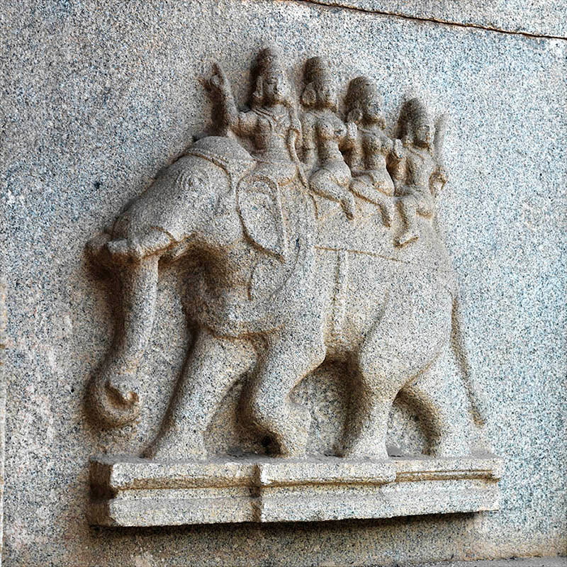 Hampi - Stories carved in stone at Hajar Rama Temple. A Unesco World Heritage Site (with Frame)