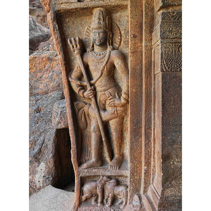 Badami Caves - Sculpture Carved in stone. A Unesco World Heritage Site (with Frame)