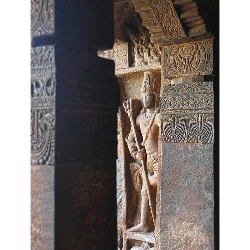 Badami Caves - Sculpture carved in stone. A Unesco World Heritage Site (with Frame)