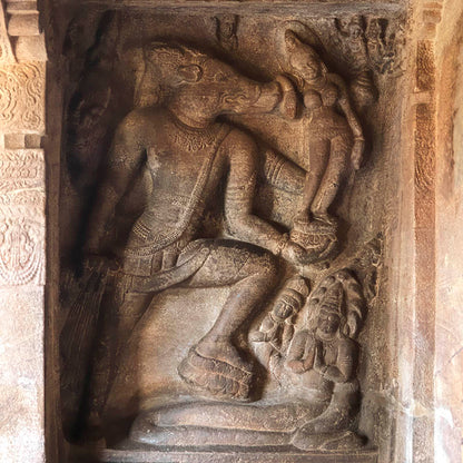 Badami Caves - Sculpture Carved in stone. A Unesco World Heritage Site (with Frame)