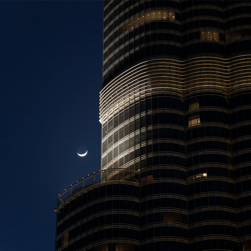 Dubai - Burj Khalifa with Moon (with Frame)