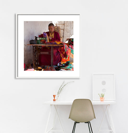 Ladakh - Monk at Thiksey Monastery (with Frame)