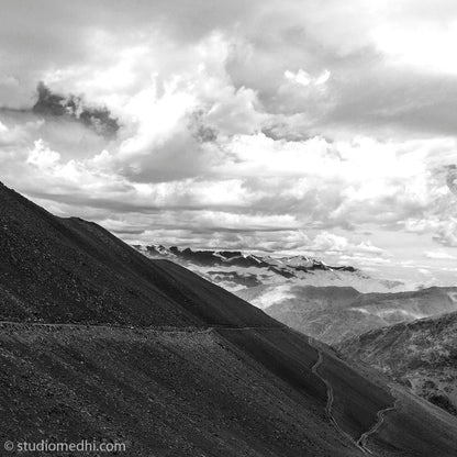 Ladakh - Way to Khardungla. Ladakh is most famous for breathtaking landscapes, the crystal clear skies, the highest mountain passes, thrilling adventure activities, Buddhist Monasteries and festivals. (_MG_6024 Ladakh)   This Fine Art Photograph is printed on Canvas.