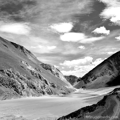 Ladakh - Way to Pengong Tso. Ladakh is most famous for breathtaking landscapes, the crystal clear skies, the highest mountain passes, thrilling adventure activities, Buddhist Monasteries and festivals. (_MG_6140 Ladakh)   This Fine Art Photograph is printed on Canvas.