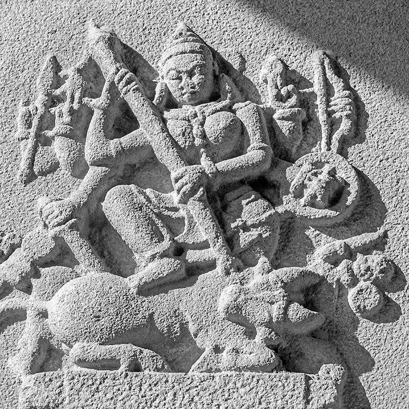 Sculpture Carved in Stone at Vitthala Temple, Hampi. A World Heritage Site situated in Karnataka, India. Indian Heritage, Art and Culture. (_MG_6708)  This Fine Art Photograph is printed on Canvas.