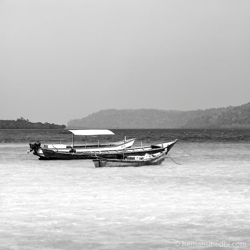 Andaman - Aqua Sea White Sand and Sailing Boats (with Frame)