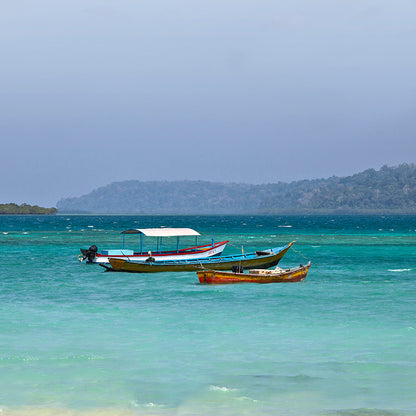 Andaman - Aqua Sea White Sand and Sailing Boats (with Frame)