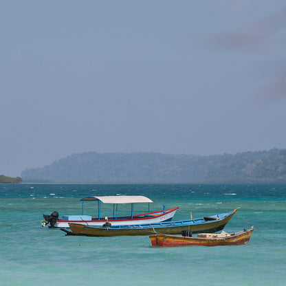 Andaman - Aqua Sea White Sand and Sailing Boats (with Frame)