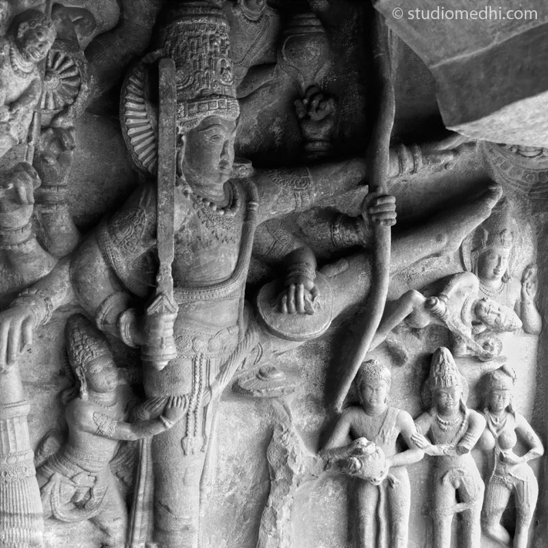 Indian Temples Fine Art Culture Carving Stone Black and White black&white B&W World Heritage Site BW Badami Caves Vishnu Sculpture Cave 3 Trivikrama