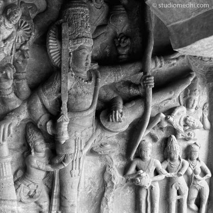 Indian Temples Fine Art Culture Carving Stone Black and White black&white B&W World Heritage Site BW Badami Caves Vishnu Sculpture Cave 3 Trivikrama