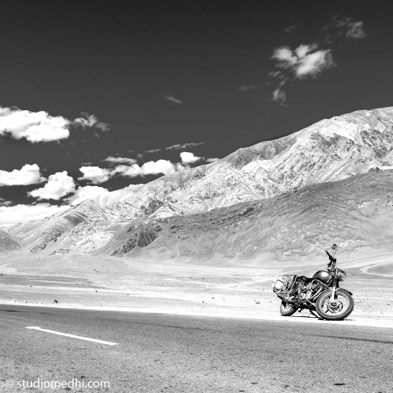 Ladakh - Magnetic Hill on Leh road. Ladakh is most famous for breathtaking landscapes, the crystal clear skies, the highest mountain passes, thrilling adventure activities, Buddhist Monasteries and festivals. (_MG_5781 Ladakh)   This Fine Art Photograph is printed on Canvas.