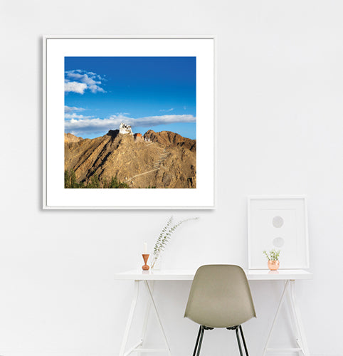 Ladakh - Sankar Gompa, Monastery, Leh (Colour). Ladakh is most famous for breathtaking landscapes, the crystal clear skies, the highest mountain passes, thrilling adventure activities, Buddhist Monasteries and festivals. (_MG_5796 Ladakh Col)   This Fine Art Photograph is printed on Canvas.