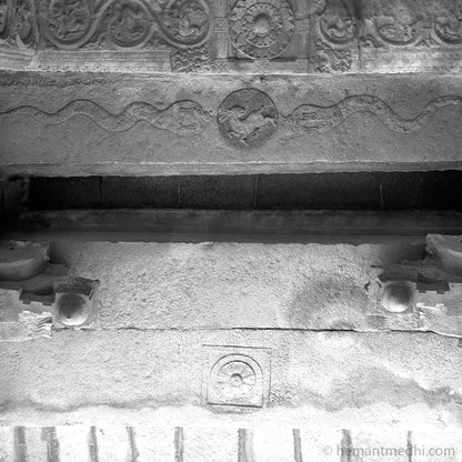 Absract Celling Pattern at Mandapa. Hampi, a World Heritage Site situated in Karnataka, India. (MG_6726Hampi) Indian Heritage, Art and Culture.  Fine Art Photography on Canvas Printing Indian Temples Fine Art Culture Carving Stone Black and White black&white B&W World Heritage Site BW Hampi 